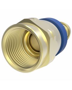 Brass Reusable Socketless Fitting, 5/8-18 Female SAE 45 deg Flare Swivel, -06 Hose, Straight