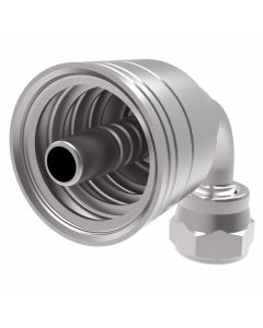 Global TTC 1 & 2 Wire Braid Steel Crimp Fitting, 7/8-14 Female JIC 37 deg Flare Swivel, -08 Hose, 90 deg Elbow