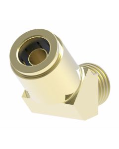 Brass Push>Connect Air Brake Tube Fitting, 0.63 Inch Tube OD To 1/2-14 Male NPT, 45 deg Elbow
