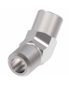 Steel Adapter, 1-11-1/2 Male NPT To 1-1/16-12 Male SAE 45 deg Flare, 45 deg Elbow