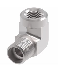 Steel Adapter, 3/8-18 Male NPT To 3/8-18 Female NPT, 90 deg Elbow