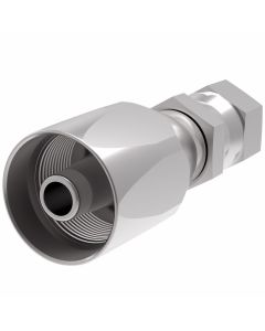 Steel Reusable 1 Wire Braid Reduced Bore Two-Piece Fitting, 7/16-20 Female JIC 37 deg Flare Swivel, -04 Hose, Straight