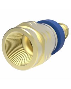 Brass Reusable Socketless Fitting, 7/16-20 Female JIC 37 deg Flare & SAE 45 deg Flare Swivel (Universal), -04 Hose, Straight