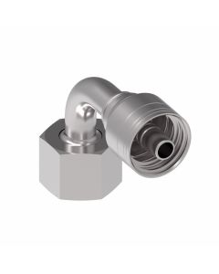 Global TTC 1 & 2 Wire Braid Steel Crimp Fitting, M30 x 2 Female German DIN 3902 24 deg Flare Heavy Duty Swivel, -10 Hose, 90 deg Elbow
