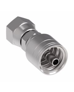 Global TTC 1 & 2 Wire Braid Steel Crimp Fitting, 1/4-18 Female NPSM Swivel, -04 Hose, Straight