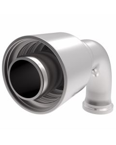 Global TTC 1 & 2 Wire Braid Steel Crimp Fitting, 1.50 Inch SAE Code 61 Split Flange, -12 Hose, 90 deg Elbow