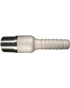 Stainless Steel Medium Shank Combination Nipple, 1.25 Inch ID Hose Barb To 1-1/4-11-1/2 Male NPT