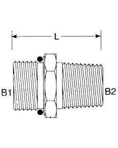 Steel Adapter, 9/16-18 Male SAE O-Ring Boss (Straight Thread O-Ring) To 3/8-18 Male NPT, Straight