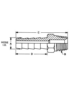 Brass Short Shank Type Fitting, 1.25 Inch Hose ID to 1-11-1/2 Male NPT, Straight