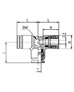 Brass Push Tube Fitting, 0.38 Inch Tube OD Union Tee