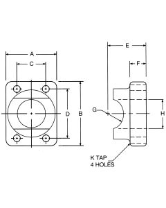 Steel SAE 4-Bolt Flange Adapter, 1.50 Inch Code 61 Flange, Flat Face Half To 1.50 Inch Pipe, Saddle Weld