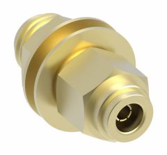 Brass Push>Connect Air Brake Tube Fitting, 0.25 Inch Tube OD Union Bulkhead