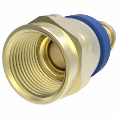 Brass Reusable Socketless Fitting, 5/8-18 Female SAE 45 deg Flare Swivel, -06 Hose, Straight