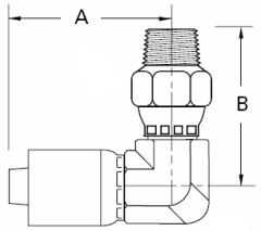 Global TTC 1 & 2 Wire Braid Steel Crimp Fittings, Male NPT Swivel, 90 deg Elbow
