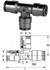 Brass Push>Connect Tube Union Tees