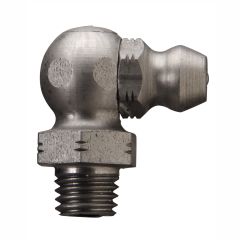 Stainless Steel Grease Fitting, Male 1/4-28 SAE Taper, 90 deg Elbow