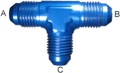 Blue Anodized Aluminum Adapters (AN 824), Male JIC 37 deg Flare Run To Male JIC 37 deg Flare Branch, Tee