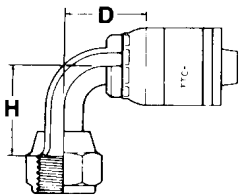 Global TTC 1 & 2 Wire Braid Steel Crimp Fittings, Female JIC 37 deg Flare Swivel, Long 90 deg Elbow