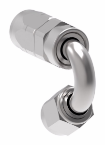 Red/Blue Anodized Aluminum Reusable Fitting for AQP & StartLite Racing Hose, -12 Hose & Female JIC 37 deg Flare Swivel, 150 deg Elbow