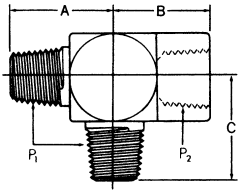 Steel Adapters, Male NPT Run & Branch To Female NPT Run, Tee