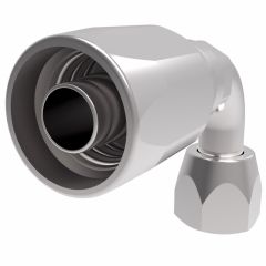 Steel Reusable 1 Wire Braid Reduced Bore Fitting, 3/4-16 Female JIC 37 deg Flare Swivel, -08 Hose, Short 90 deg Elbow