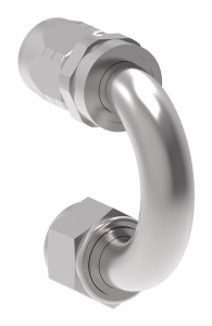 Red/Blue Anodized Aluminum Reusable Socketless Fitting, -08 Hose & Female JIC 37 deg Flare Swivel, 180 deg Elbow