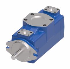 Hydraulic Double Vane Pump, VMQ Series Double Pump, 6.83 cu in/rev Front, 4.33 cu in/rev Rear, 2-Bolt SAE C Mounting Flange, 1-1/4 Straight Keyed Shaft, SAE 4-Bolt Flange, Inlet 3, Outlets 1-1/4 Front 1 Rear, CW Rotation