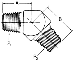 Steel Adapters, Male NPT To Male NPT, 45 deg Elbow