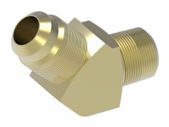 Brass Adapter, 3/8-18 Male NPT To 3/4-16 Male SAE 45 deg Flare, 45 deg Elbow