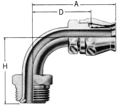 Steel Reusable 1 Wire Braid Teflon Fittings, SAE Male Inverted Flare, 90 deg Elbow