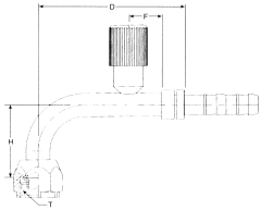 E-Z Clip Series Fittings, Female O-Ring (Short Pilot), 90 deg Elbow With High Side Charge Port (R134a)