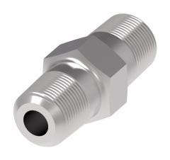 Blue Anodized Aluminum Adapter,  Inch Male NPT Hex Nipple, Straight