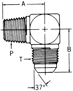 Steel Adapters, Male NPT To Male JIC 37 deg Flare, 90 deg Elbow