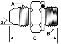 Steel Adapters, Male JIC 37 deg Flare To Male Metric Thread, Straight