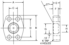 Steel 4-Bolt Flange Adapter, Inch Code 62 Flange, Flat Face Half To Inch Female NPT, Straight