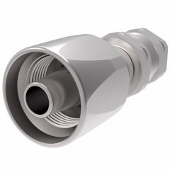 Steel Reusable 1 Wire Braid Reduced Bore Two-Piece Fitting, 3/4-16 Female SAE 45 deg Flare Swivel, -08 Hose, Straight