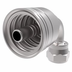 Global TTC 1 & 2 Wire Braid Steel Crimp Fitting, G 5/8 Female BSP (British) Swivel, -10 Hose, 90 deg Elbow