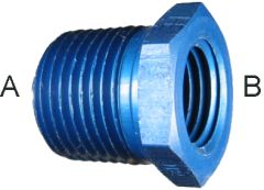 Blue Anodized Aluminum Adapters (AN 912), Male NPT To Female NPT, Bushing