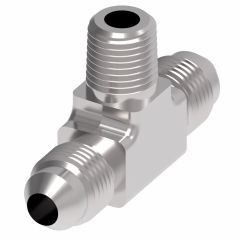 Steel Adapter, 1/4-18 Female NPT Branch To 9/16-18 Male JIC 37 deg Flare Run, Tee