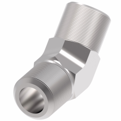 Blue Anodized Aluminum Adapter, -03 Male JIC 37 deg Flare To 1/8 Inch Male NPT, 45 deg Elbow