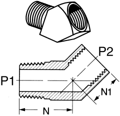 Brass Adapters, Male NPT To Female NPT, 45 deg Elbow