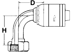 Global TTC 1 & 2 Wire Braid Steel Crimp Fittings, Female O-Ring Face Seal Swivel, Long 90 deg Elbow