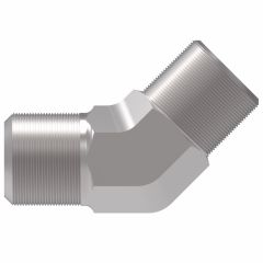 Steel Adapter, 1-1/16-12 Male JIC 37 deg Flare To 1-1/16-12 Male JIC 37 deg Flare, 45 deg Elbow Bulkhead