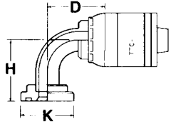 Global TTC 1 & 2 Wire Braid Steel Crimp Fittings, SAE Code 61 Split Flange, 90 deg Elbow