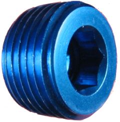 Blue Anodized Aluminum (AN 932) Male NPT Allen Head Plugs