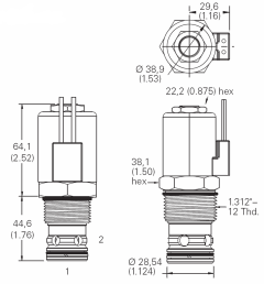 SV13-16-C Series 2-Way, 2-Position, Normally Closed Solenoid Cartridge Valves, Up To 35 GPM & 5000 PSI