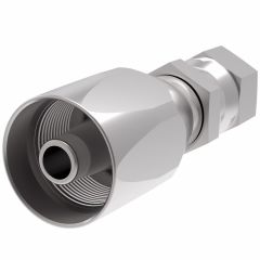 Steel Reusable 1 Wire Braid Reduced Bore Two-Piece Fitting, 7/16-20 Female JIC 37 deg Flare Swivel, -05 Hose, Straight