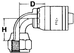 Global TTC 1 & 2 Wire Braid Steel Crimp Fittings, Female JIC 37 deg Flare Swivel, 90 deg Elbow