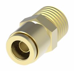 Brass Push>Connect Air Brake Tube Fitting, 0.38 Inch Tube OD To 1/8-27 Male NPT, Straight