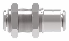 Brass Push>Connect Tube Fitting, 0.50 Inch Tube OD Union Bulkhead